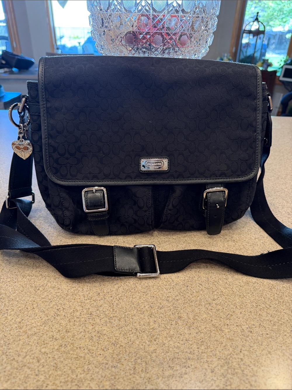 Coach Black Signature Messenger Bag Unisex